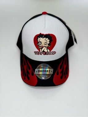 Betty Boop White, Black & Red Flame women's Cap
